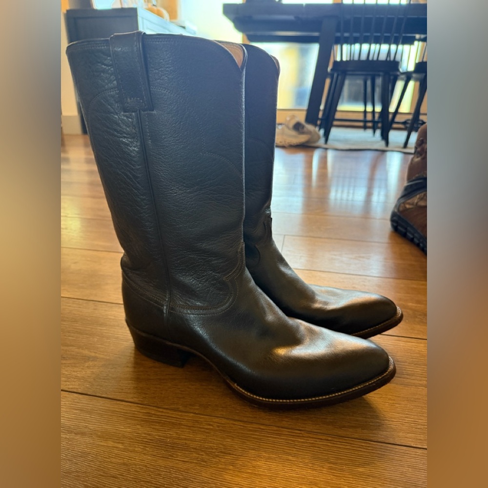 Men’s Justin Boots Black Leather Cowboy Boots